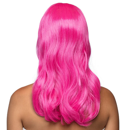 Boland Roze pruik lang golvend haar Chique icy