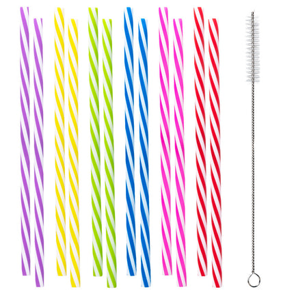 Boland Set 12 herbruikbare plastic rietjes met ragertje