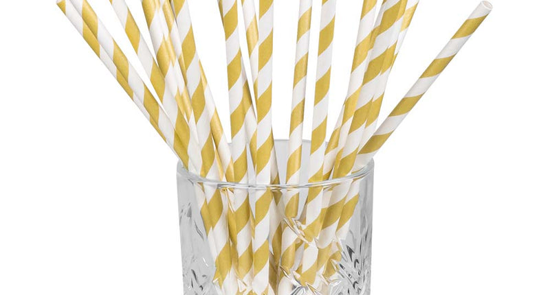 Boland Set 20 papieren rietjes wit/goud