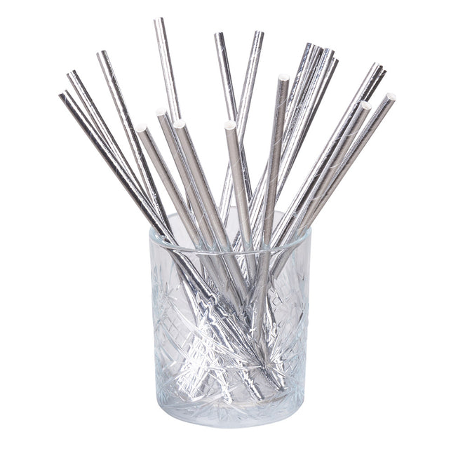 Boland Set 20 papieren rietjes zilver
