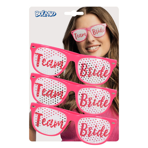 Boland Set 3 partybrillen Team bride (roze)