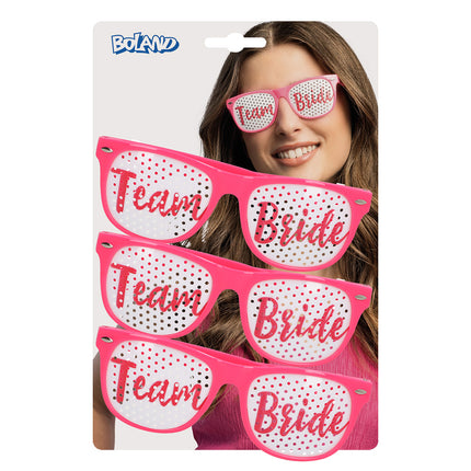 Boland Set 3 partybrillen Team bride (roze)