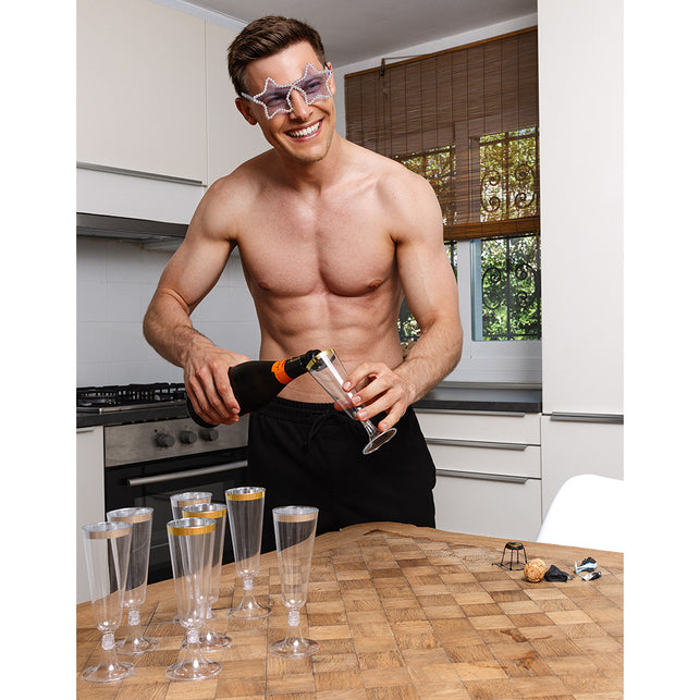 Boland Set 4 sparkling plastic flutes zilver bekers