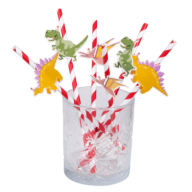 Boland Set 6 papieren rietjes Dino party