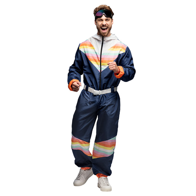 Boland Skipak Snow Dude - Blauw Retro Skipak Heren met Partybril | Jaren 80 Foute Kleding