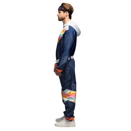 Boland Skipak Snow Dude - Blauw Retro Skipak Heren met Partybril | Jaren 80 Foute Kleding