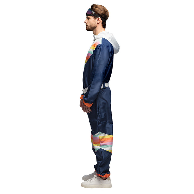 Boland Skipak Snow Dude - Blauw Retro Skipak Heren met Partybril | Jaren 80 Foute Kleding
