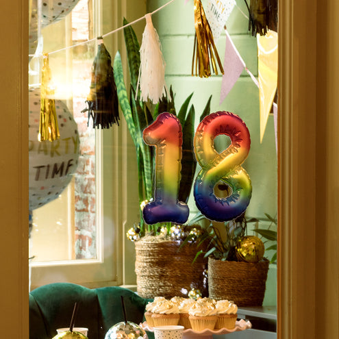 Boland Sticker Folieballon '5' regenboog