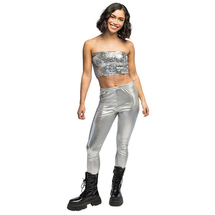 Boland Zilveren glitter festival top Sparkle (dames, M/L)