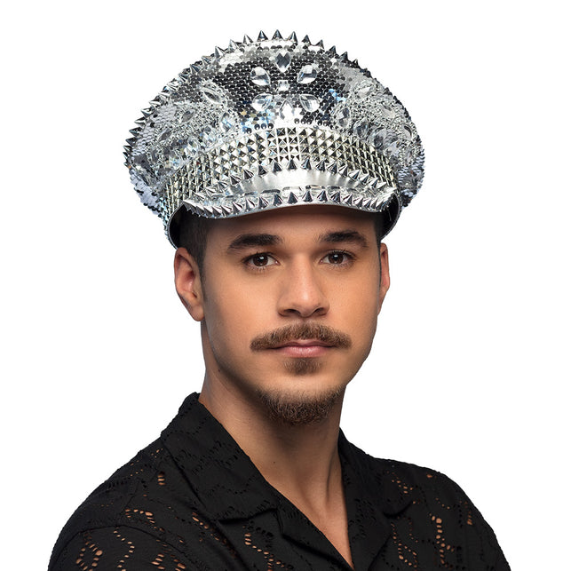 Boland Zilveren pet met studs Glam Festival