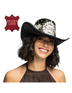 Boland Zwarte cowboyhoed Crystal (glitter western hoed)