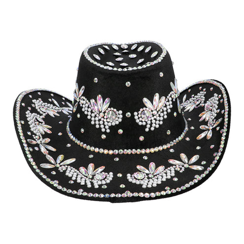 Boland Zwarte cowboyhoed Crystal (glitter western hoed)