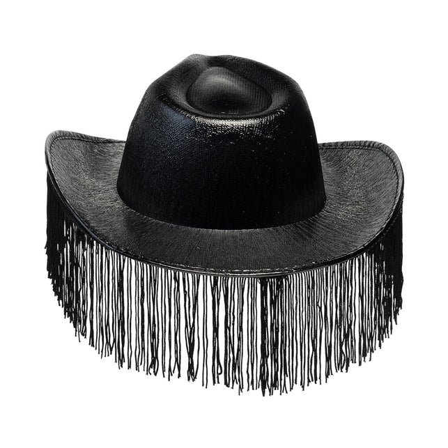 Boland Zwarte cowboyhoed met franjes Fabulous