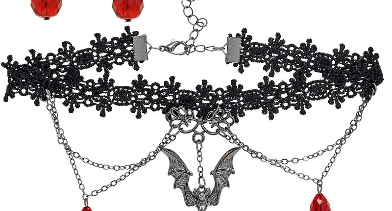 Choker en oorbellen gotisch vampier Niek
