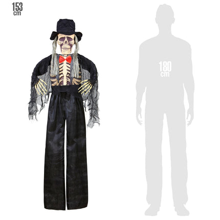 Deco bruidegom skelet scary naast silhouet van 180 cm, hangpop van 153 cm hoog