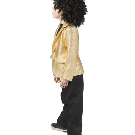 Disco Fever jas goud Jeff kinderen van opzij, glanzende metallic stof met fijne structuur