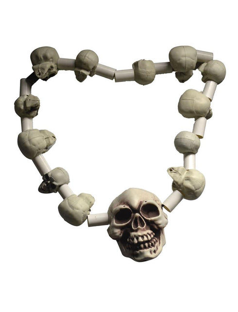 Doodshoofden halsketting van PVC met botkleurige schedels, botschakels en grote schedelhanger voor Halloween