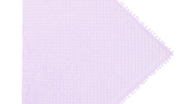 Driehoek sjaal Bubble pastel lila met bubbelstructuur en pomponrand langs de zijkanten