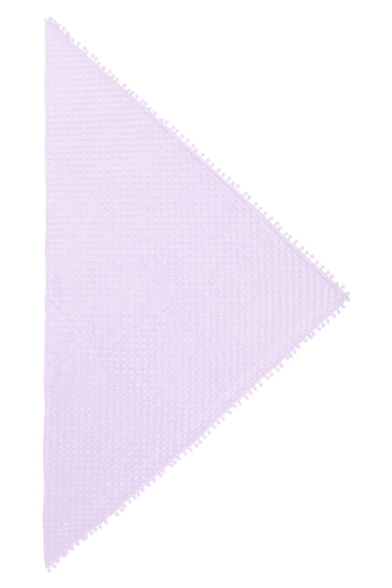 Driehoek sjaal Bubble pastel lila met bubbelstructuur en pomponrand langs de zijkanten