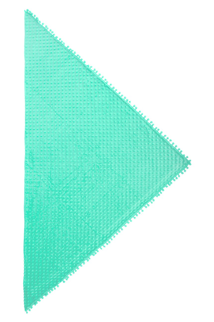 Driehoek sjaal Bubble turquoise van polyester met bobbeltjesreliëf en rand van kleine pompons