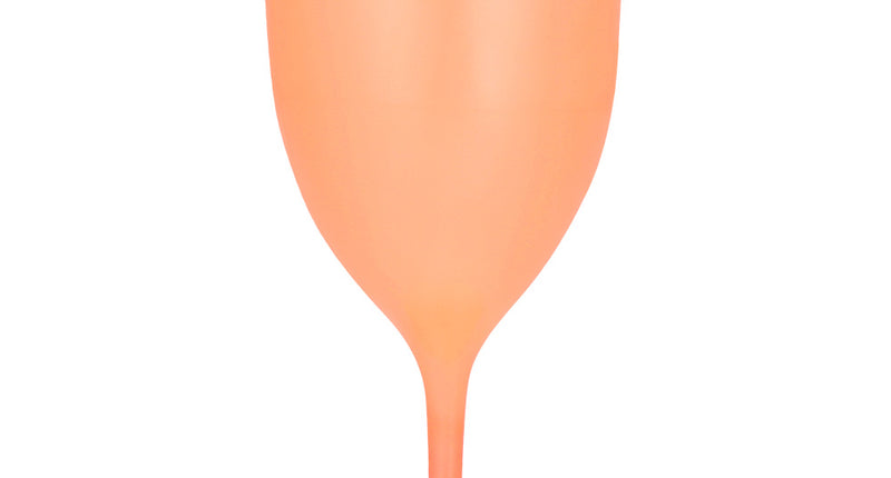 Drinkbeker oranje op voet van kunststof met matte kelk, slanke steel en ronde voet