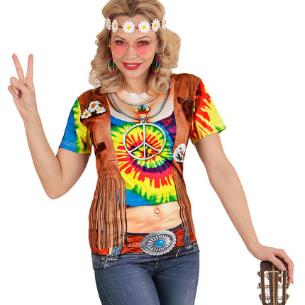 e-carnavalskleding-SYK 3D Hippie shirt Psycho dames