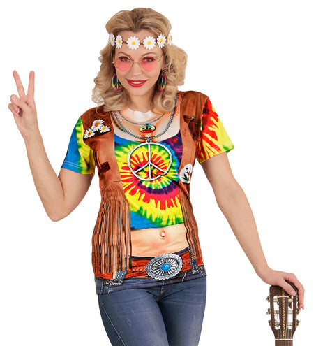 e-carnavalskleding-SYK 3D Hippie shirt Psycho dames
