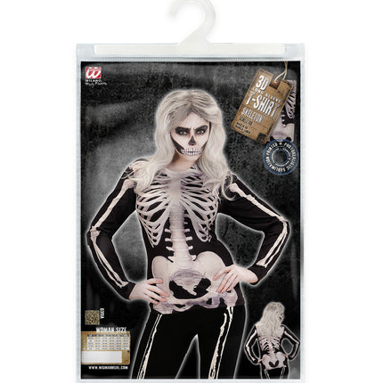 e-carnavalskleding-SYK 3D Skelet shirt vrouw