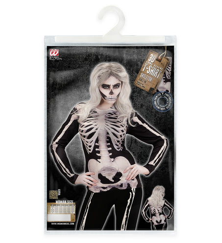 e-carnavalskleding-SYK 3D Skelet shirt vrouw