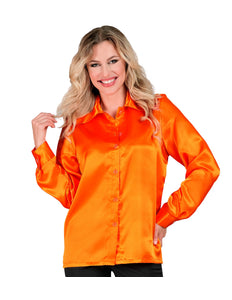 e-carnavalskleding-SYK 70's disco shirt satijn oranje