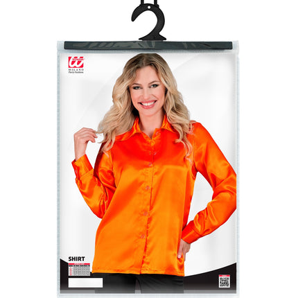 e-carnavalskleding-SYK 70's disco shirt satijn oranje