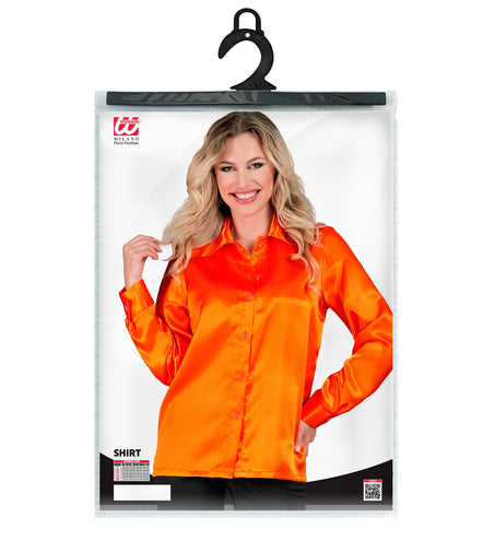 e-carnavalskleding-SYK 70's disco shirt satijn oranje