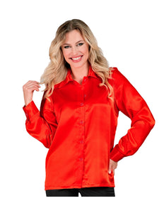 e-carnavalskleding-SYK 70's disco shirt satijn rood.