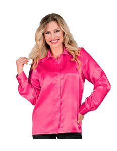 e-carnavalskleding-SYK 70's disco shirt satijn roze