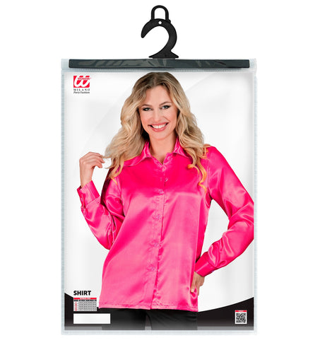 e-carnavalskleding-SYK 70's disco shirt satijn roze