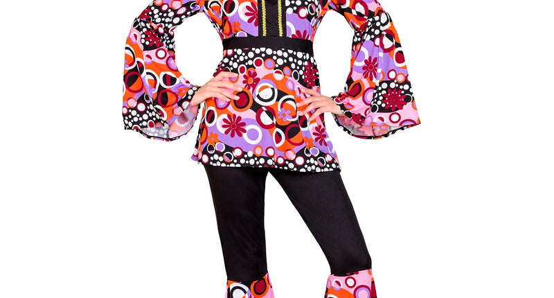 e-carnavalskleding-SYK 70s groovy kostuum roze Linda