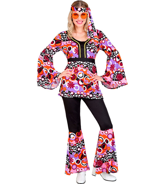 e-carnavalskleding-SYK 70s groovy kostuum roze Linda