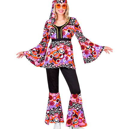 e-carnavalskleding-SYK 70s groovy kostuum roze Linda