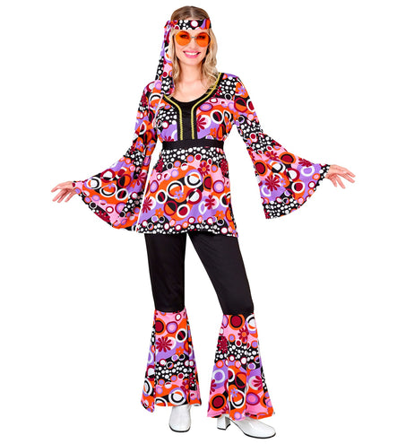 e-carnavalskleding-SYK 70s groovy kostuum roze Linda