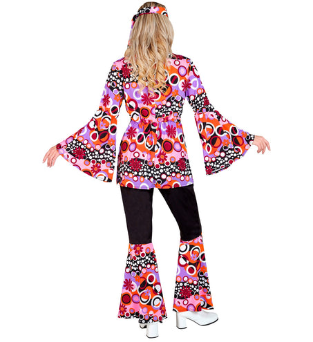 e-carnavalskleding-SYK 70s groovy kostuum roze Linda