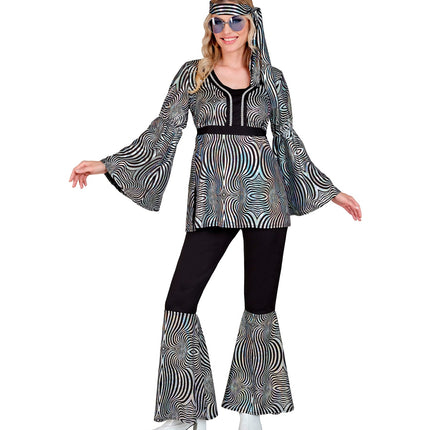 e-carnavalskleding-SYK 70s groovy kostuum zilver Nicole