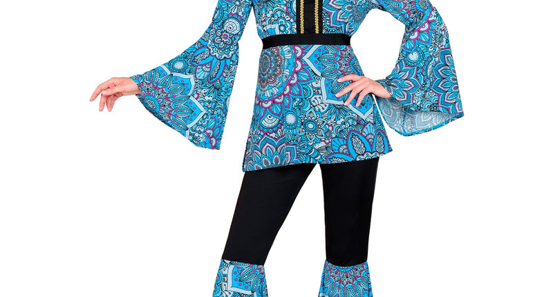 e-carnavalskleding-SYK 70s hippie kostuum mandala blauw