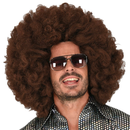 e-carnavalskleding-SYK Afro pruik bruin groot