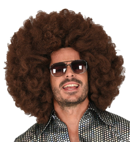 e-carnavalskleding-SYK Afro pruik bruin groot
