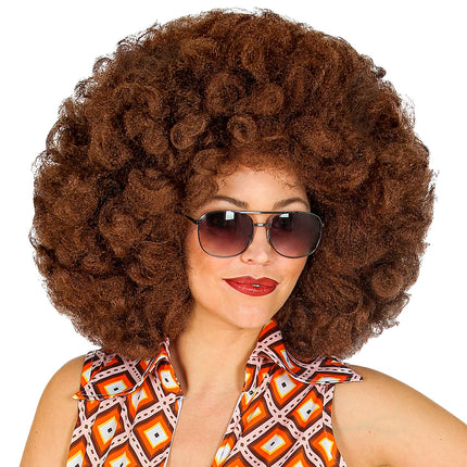 e-carnavalskleding-SYK Afro pruik bruin groot
