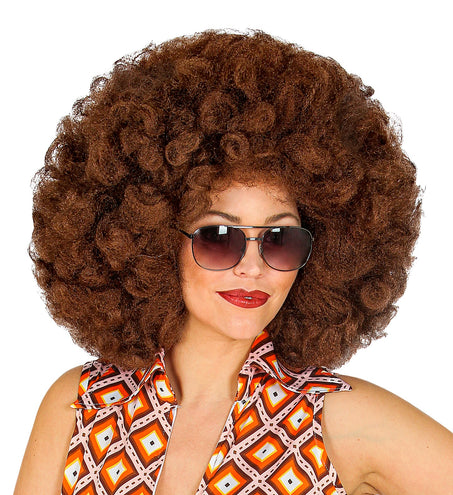e-carnavalskleding-SYK Afro pruik bruin groot
