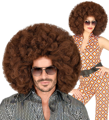 e-carnavalskleding-SYK Afro pruik bruin groot