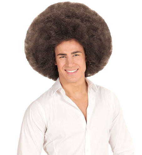 e-carnavalskleding-SYK Afro pruik mega groot bruin