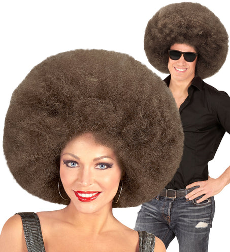 e-carnavalskleding-SYK Afro pruik mega groot bruin