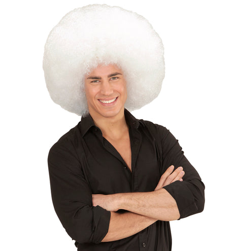 e-carnavalskleding-SYK Afro pruik mega groot wit